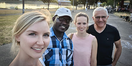 Our WESSLING Team in Mannheim cordially welcoming Justine (from left): Walentina Lefrank, Justine Olweny, Viviane Stelzner and Jannis Drakidis.
